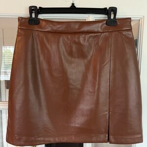 NWT Elie Tahari Brown Faux Leather Skirt